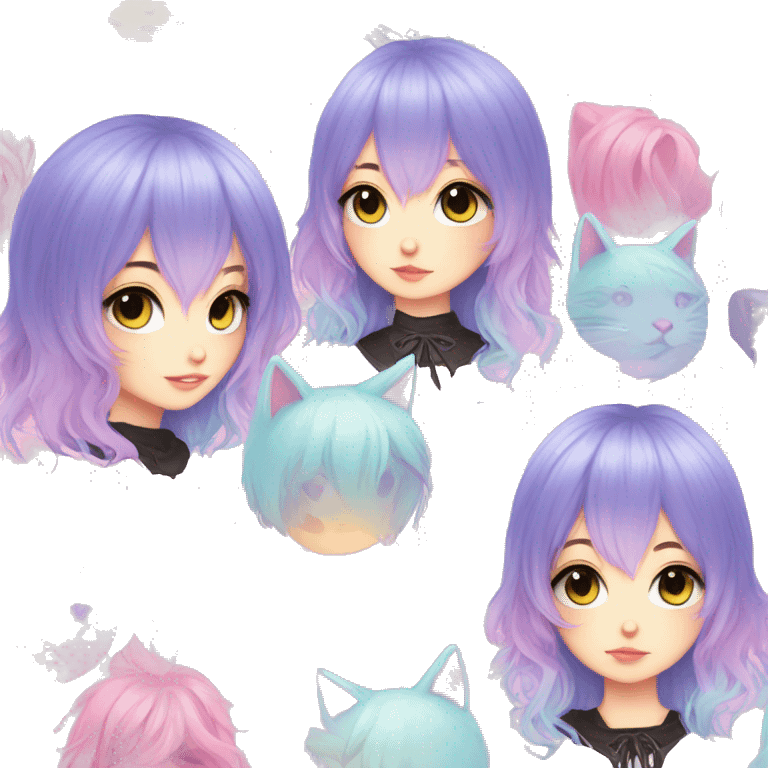 Cute Edgy Pastel Gradient Beautiful Anime Emo CatLady emoji