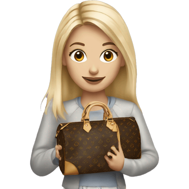 Blonde girl holding a Louis Vuitton bag emoji