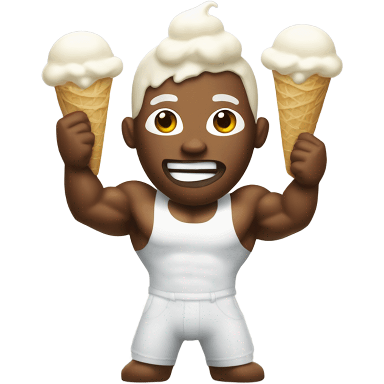 muscular man covered in white ice cream emoji