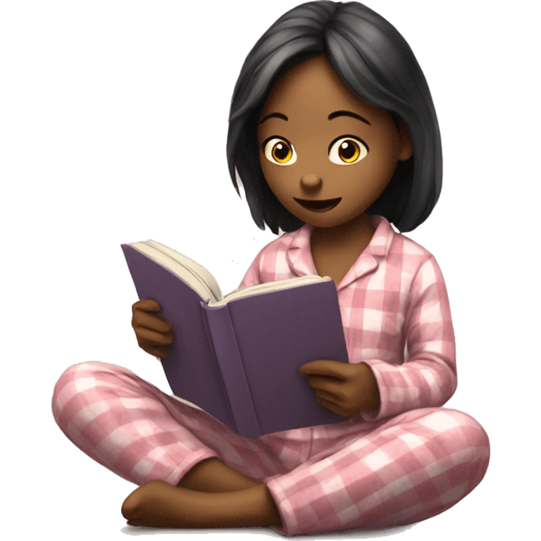 Girl in pyjama reading  emoji