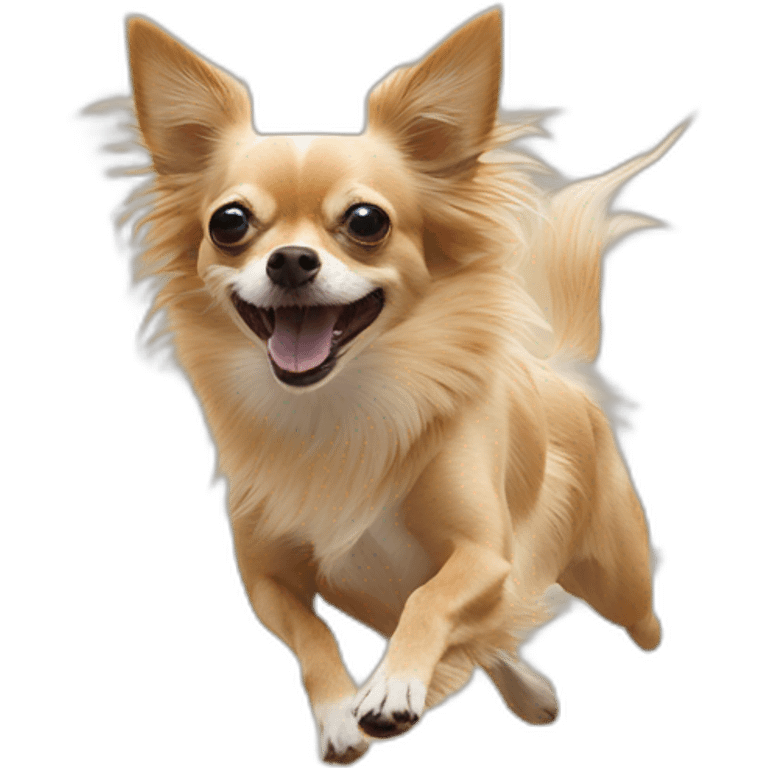 Long hair sand chihuahua running in Hollywood park emoji