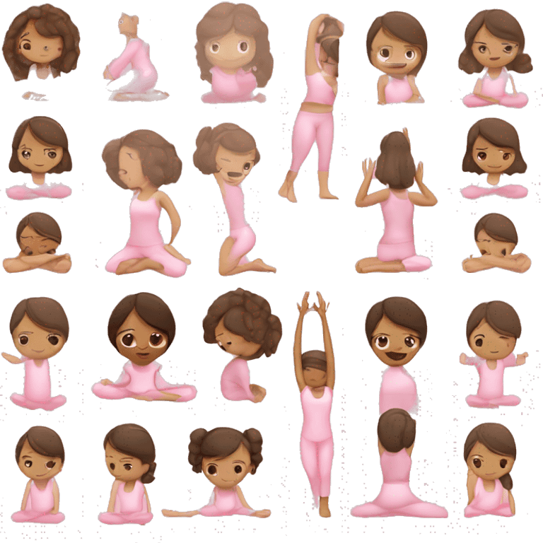 brunette yoga girl light pink clothes n emoji