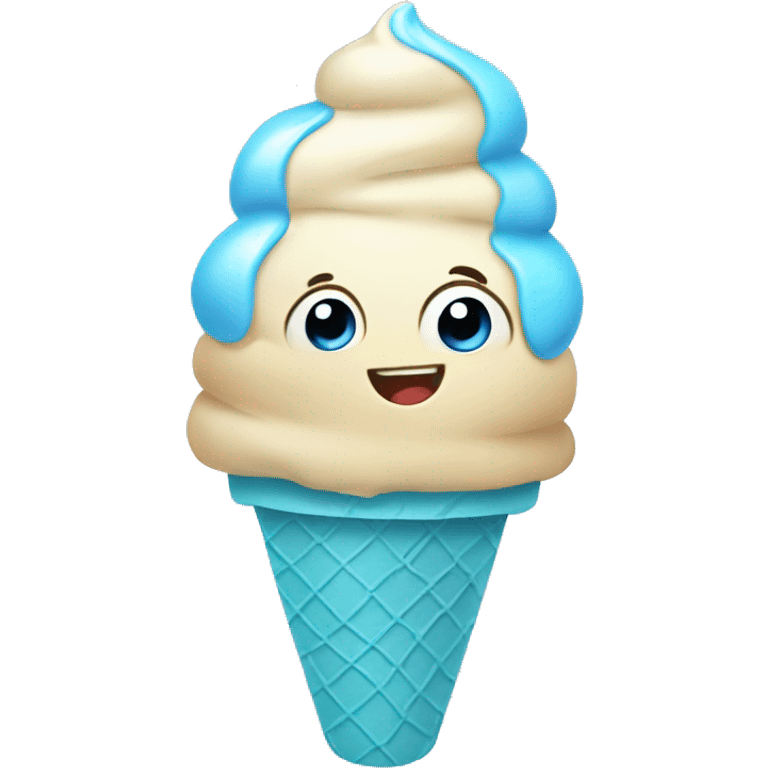 baby blue ice cream in cone emoji