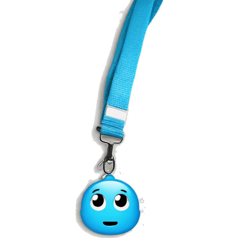 a light blue lanyard with card emoji