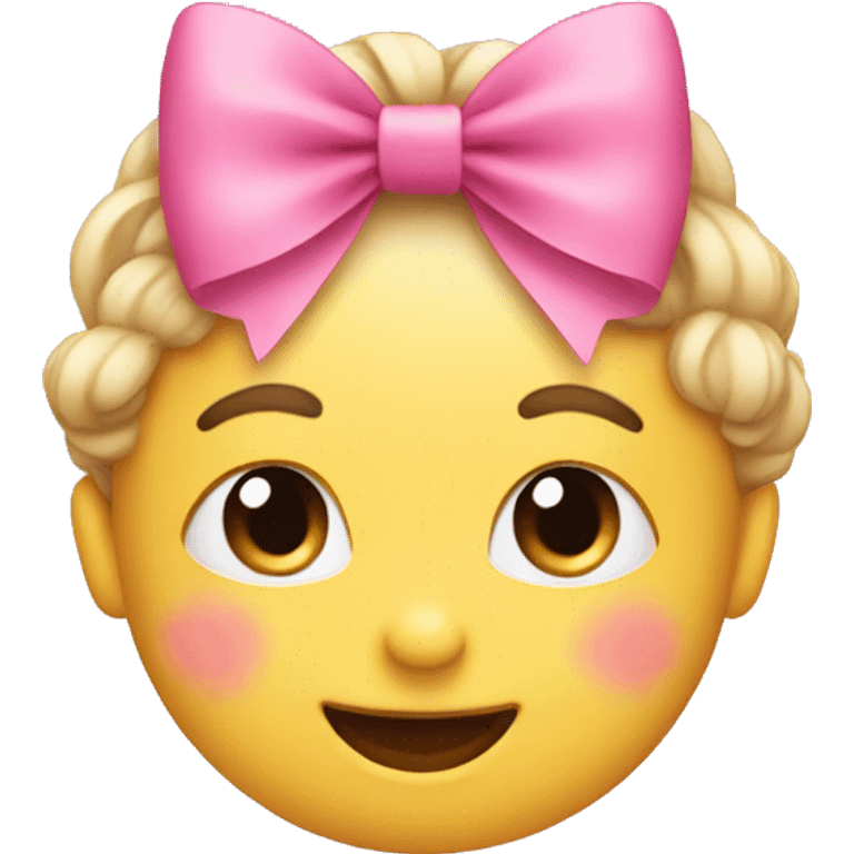 Cute emoji with a pink bow  emoji