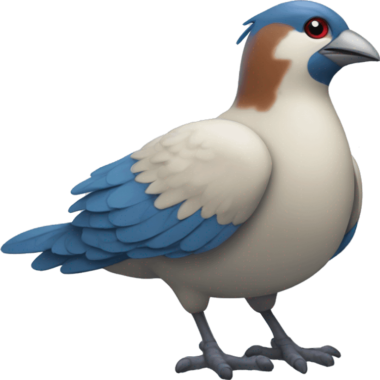 Create blue pidgey on white background with Hello! word emoji