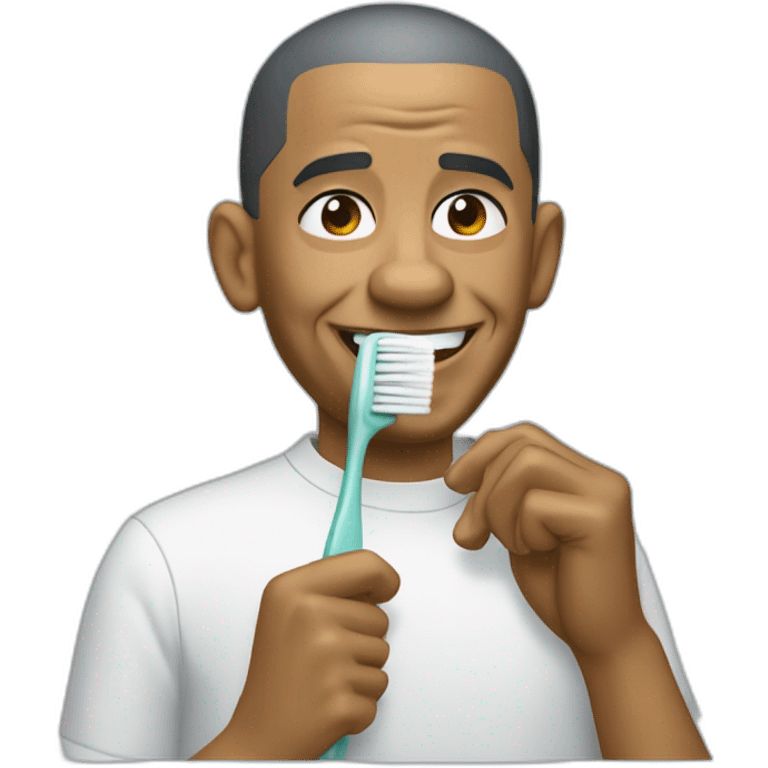 Barack Obama brushing his hair with a toothbrush emoji