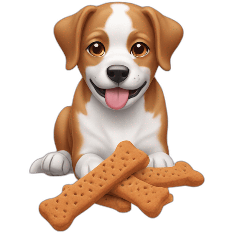 dog eating a dog treat emoji