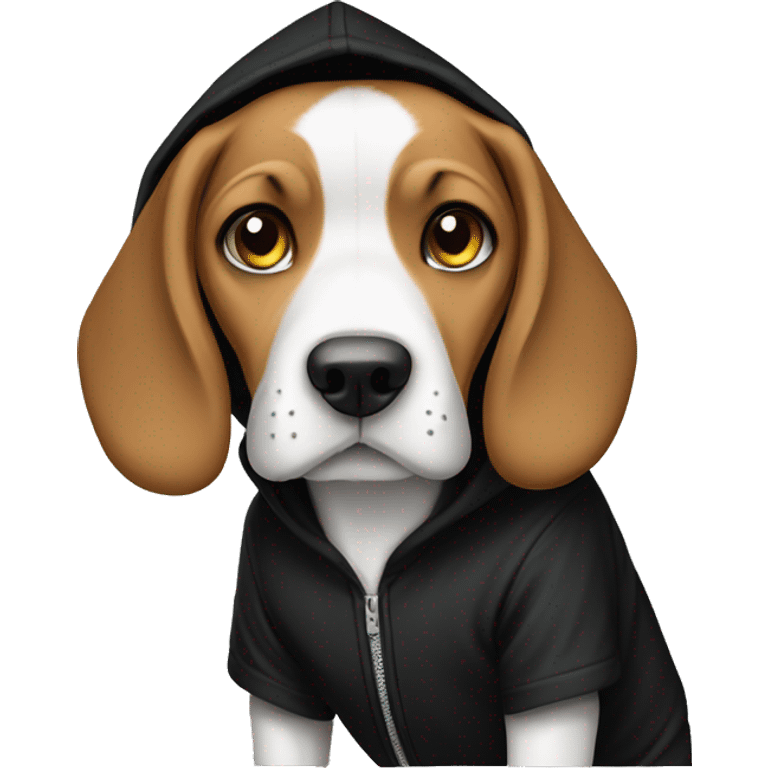 Beagle in black hoodie emoji