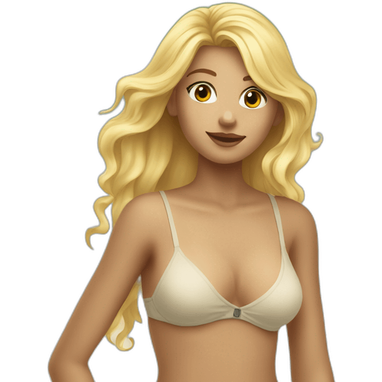 nudiest blonde girl standing on the beach dressing emoji