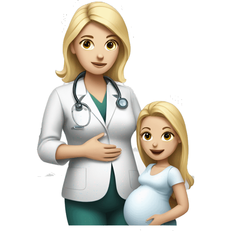 blonde doctor doing ultrasound on pregnant woman emoji