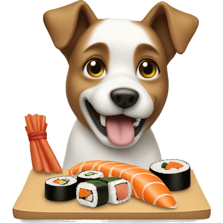 dog eating sushi emoji