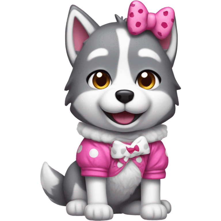 Husky wearing a hello kitty outfit  emoji