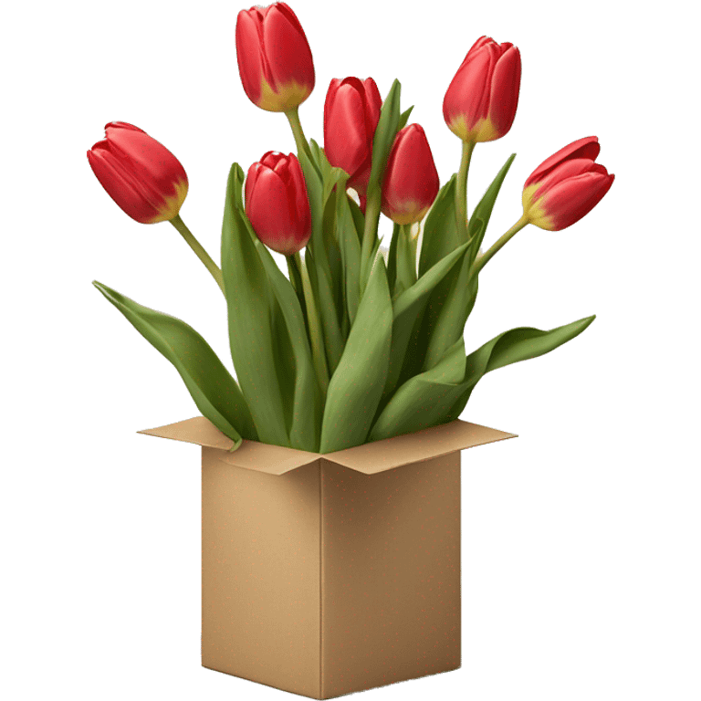 Realistic tulips in box emoji