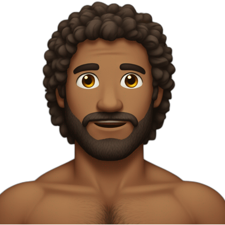 hairy chested shirtless man emoji