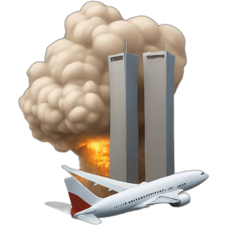 plane hitting two towers emoji