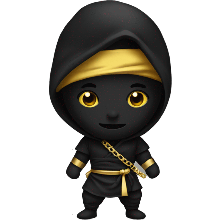 BLACK NINJA EMOJI WITH GOLD NECKLACE  emoji