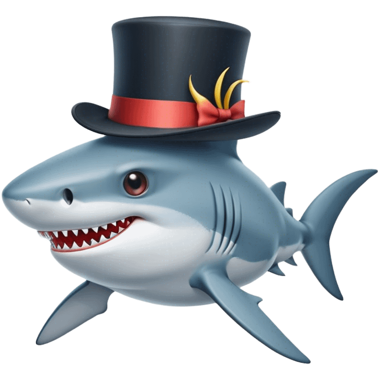 Shark with a top hat emoji