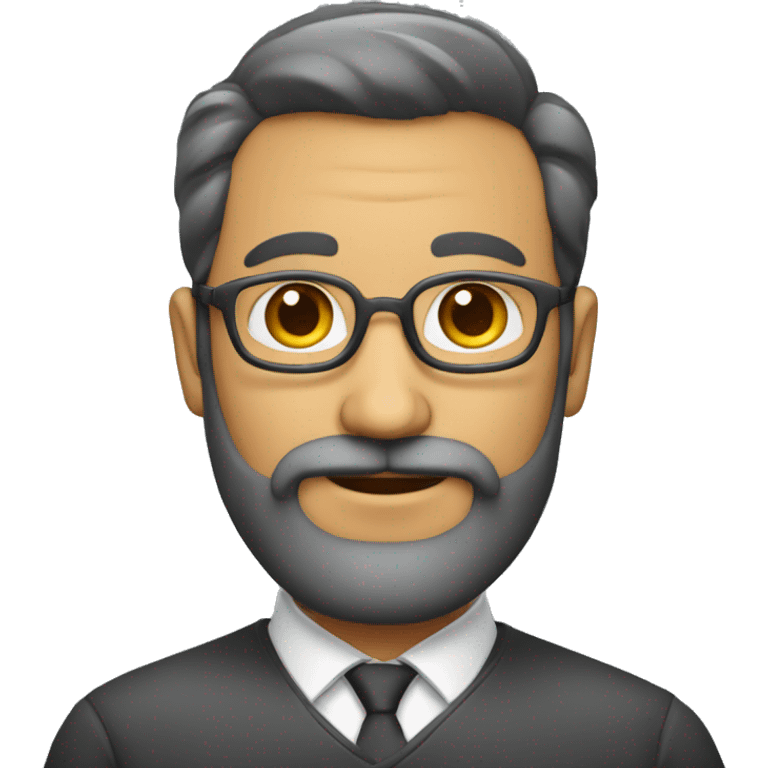 Profesor de matemáticas sin gafas pelo negro con barba  emoji