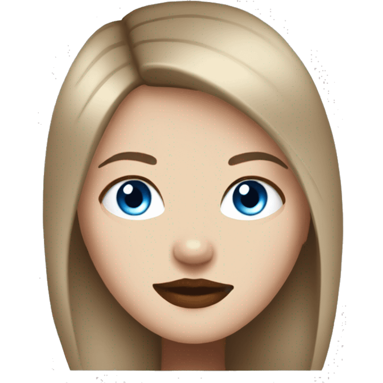 White girl with blue eyes, straight brown hair, and red lips  emoji