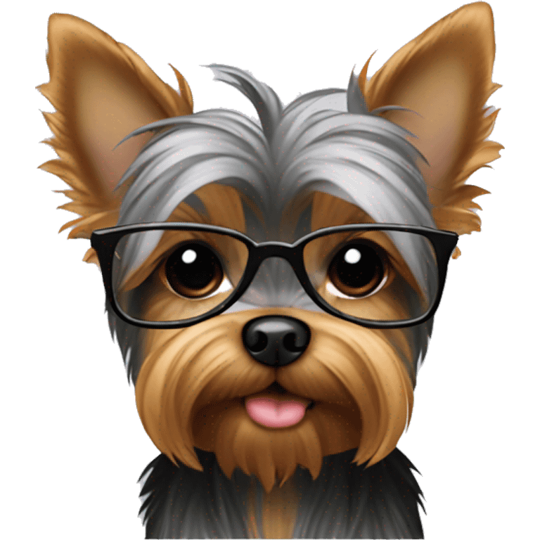 yorkie with glasses emoji