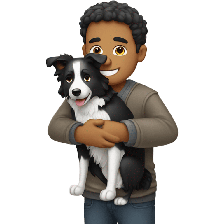 A man hug a border collie emoji