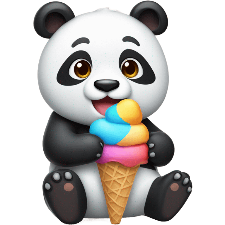 Panda eating ice cream emoji