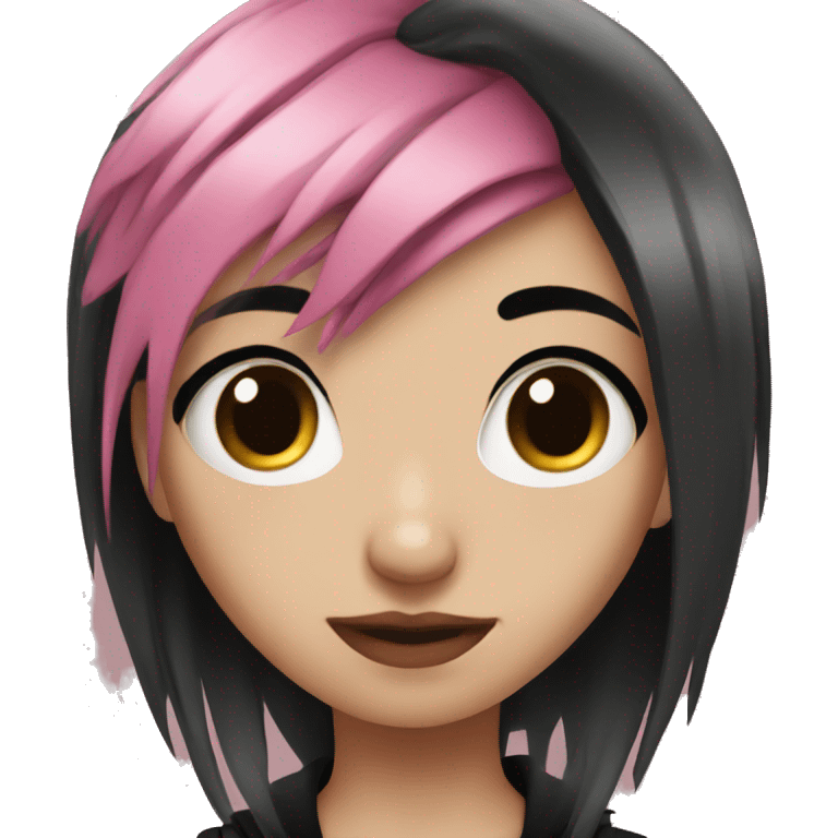 Emo girl with black and pink hair emoji