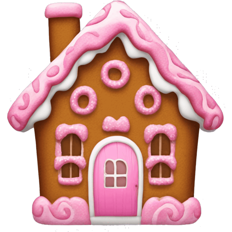 A pink gingerbread house emoji