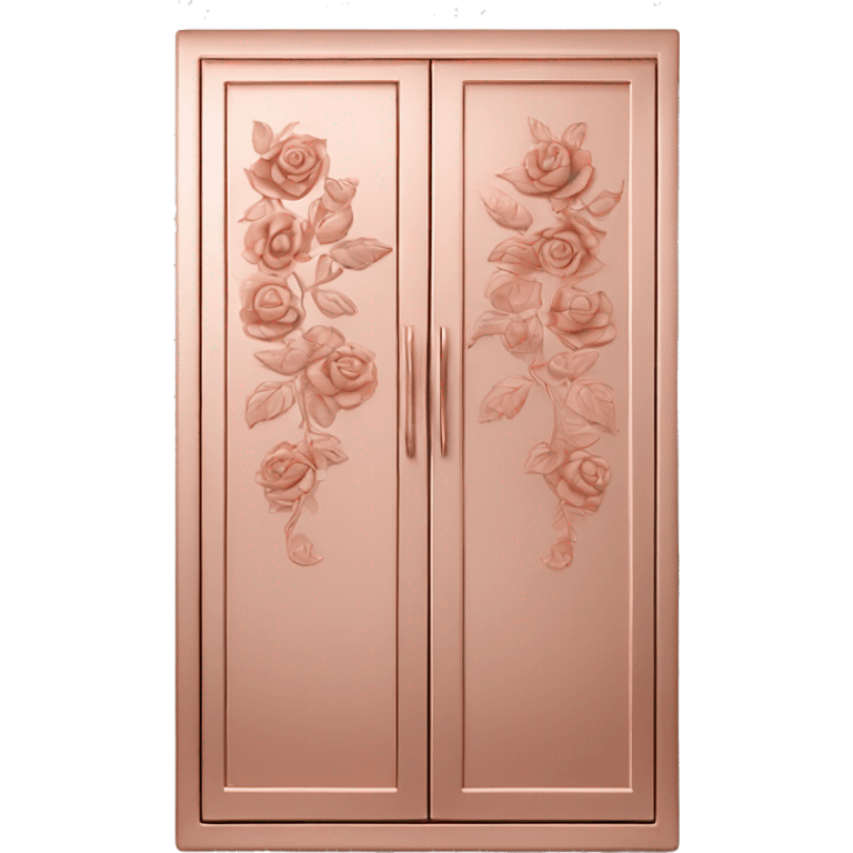 Realistic front facing rose gold hanging cabinets with flower pattern on them. emoji