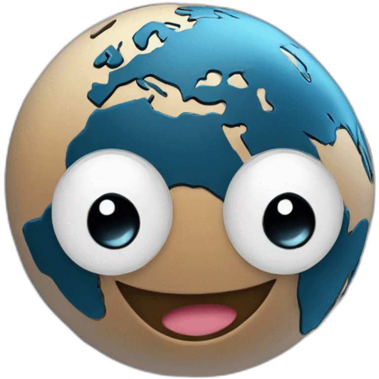 planet earth with cartoon face with smiling eyes emoji