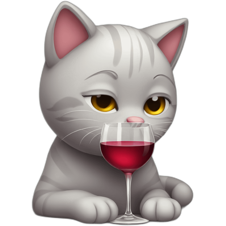 depressed tired kitty drinking wine emoji