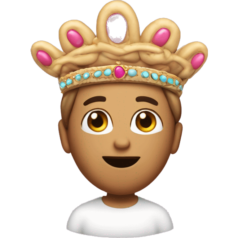 A pink bean (the Mexican food) wearing a tiara emoji