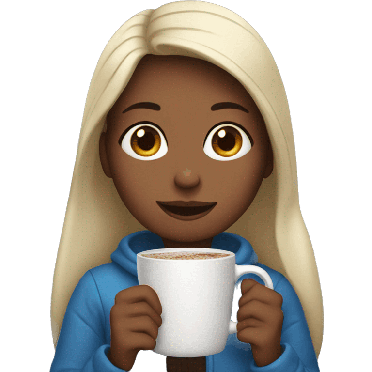 A girl drinking hot chocolate  emoji