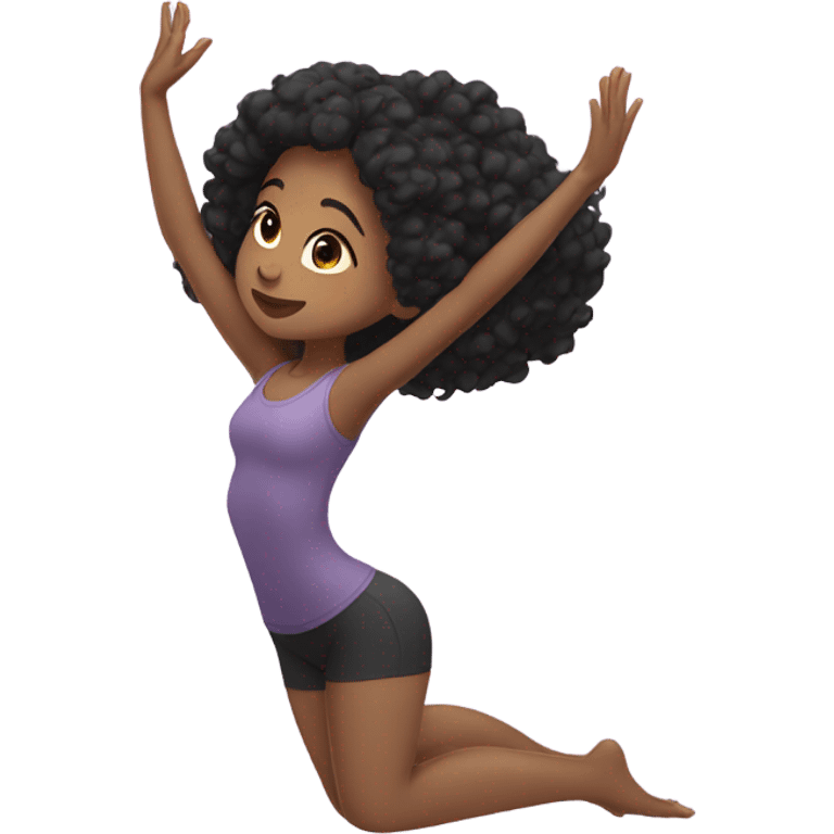 Girl with curly black hair doing yoga emoji