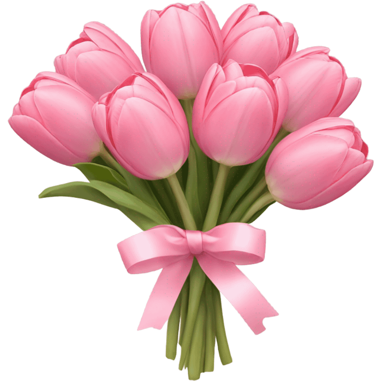 Pastel pink tulip bouquet with bow emoji