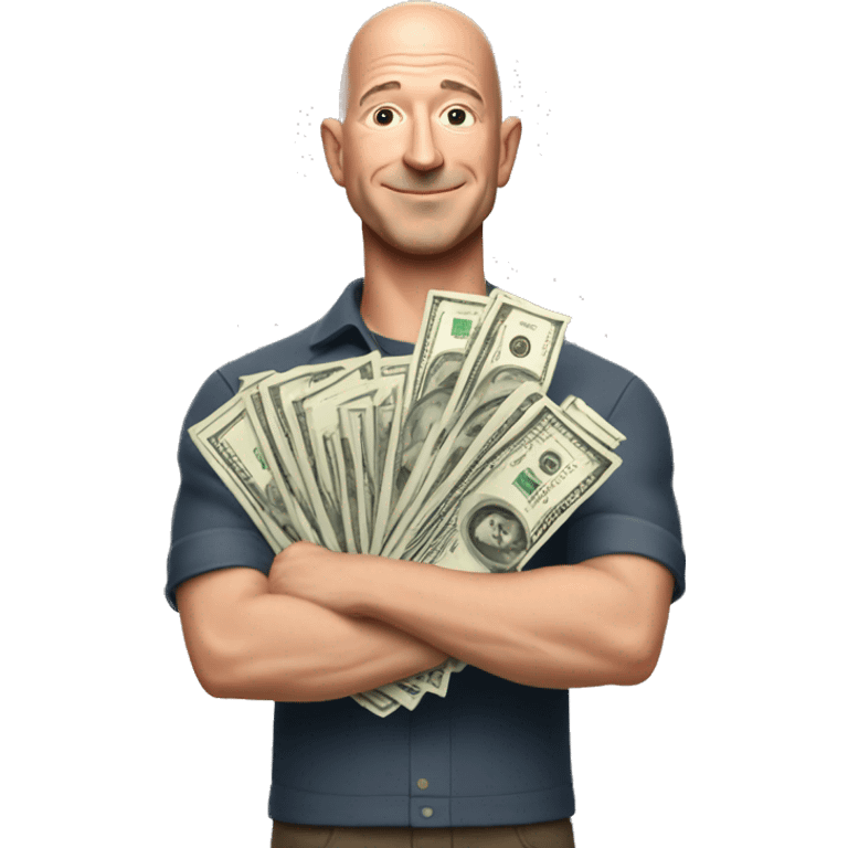 Jeff bezos with stack of cash in his hands emoji