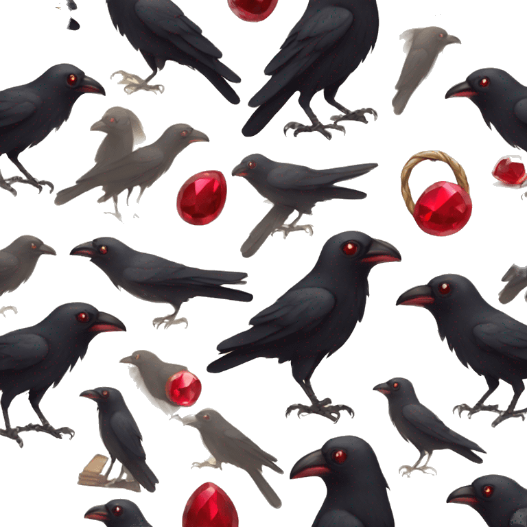 Crow holding a ruby  emoji