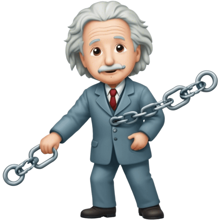 Albert einstein pulling on a chain emoji