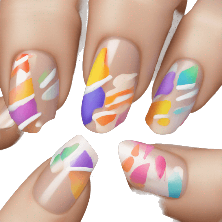 Colorful French tip nails emoji