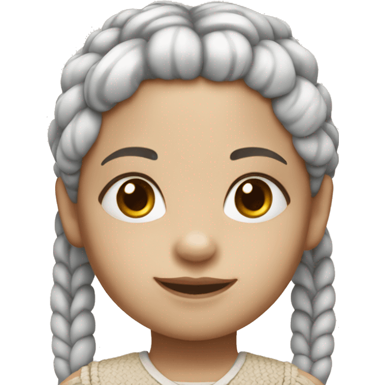 Little girl with white skin braided hair emoji