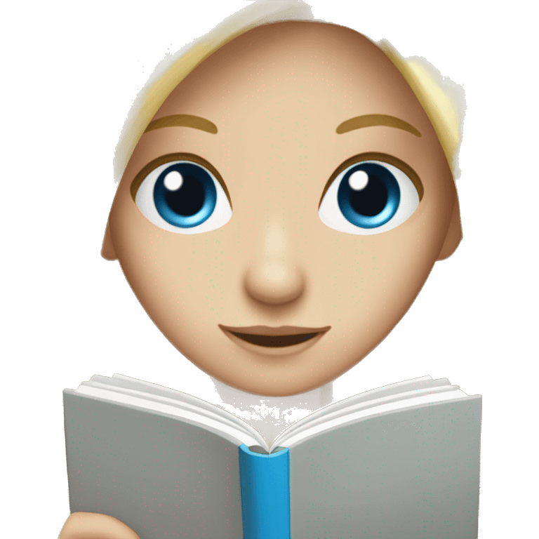 long blonde hair blue eyed girl reading  emoji