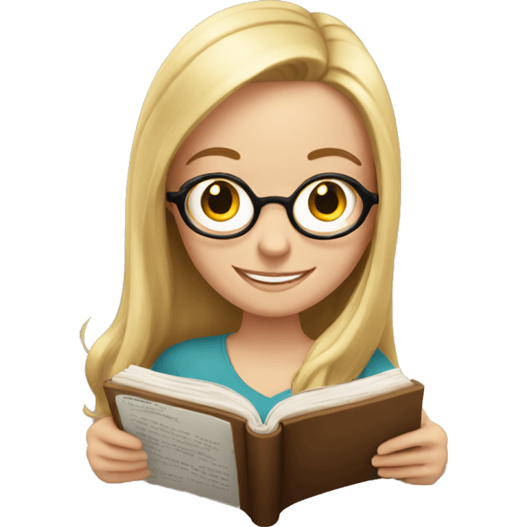 Happy white girl reading a book  emoji