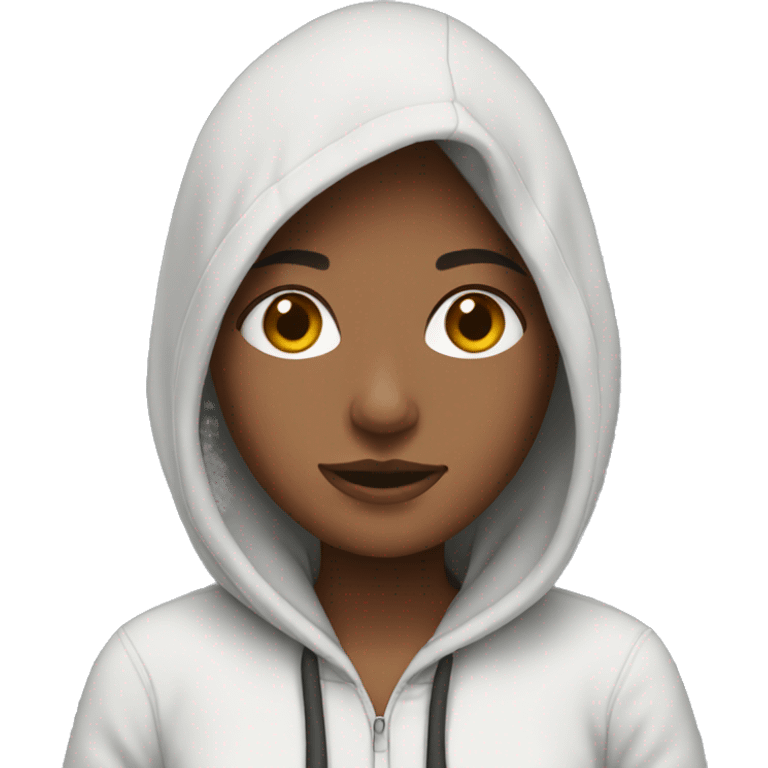 Brunette wearing a hoodie emoji