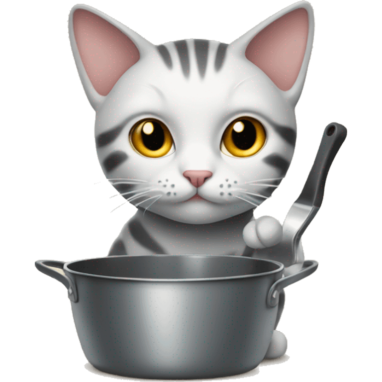 Cat holding a pan emoji