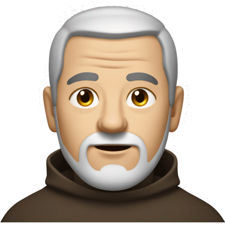 A middle-aged white male friar, sporting a grizzled look, with buzz-cut black hair and a pronounced square jaw. emoji