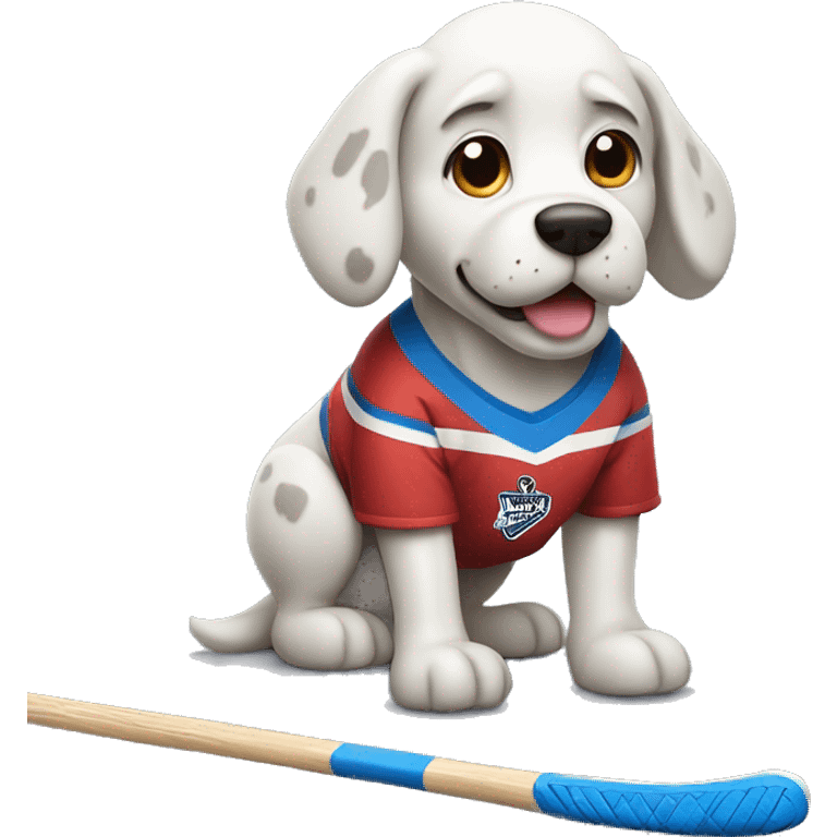 Dog playing ice hockey emoji