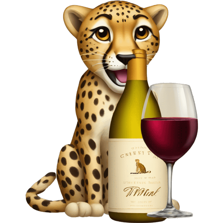 Cheetah  and wine emoji