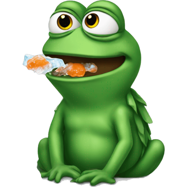 Pepe eating ice emoji