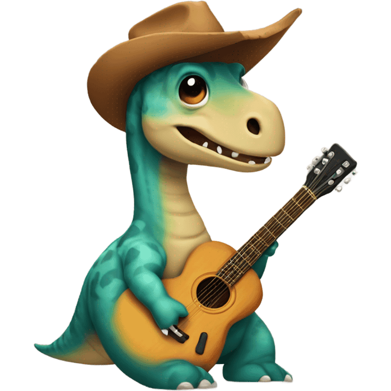 bronchiosaurus with a guitar wearing a cowboy hat emoji